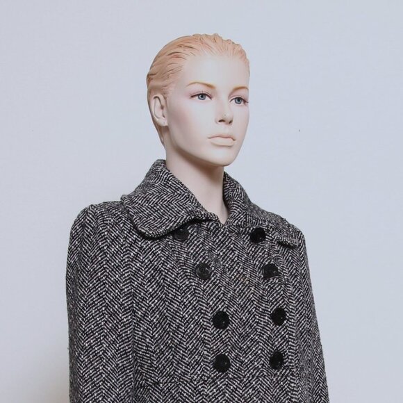 Guess Herringbone Double Breasted Wool Blend Coat - Picture 3 of 12